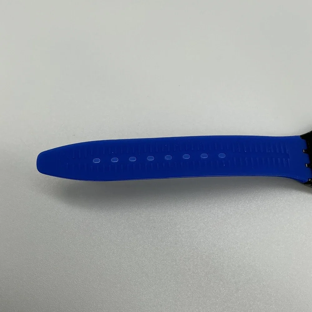 Swatch Blue Neptun Mens Watch 34mm Blue Dial Swiss Day Date New Battery